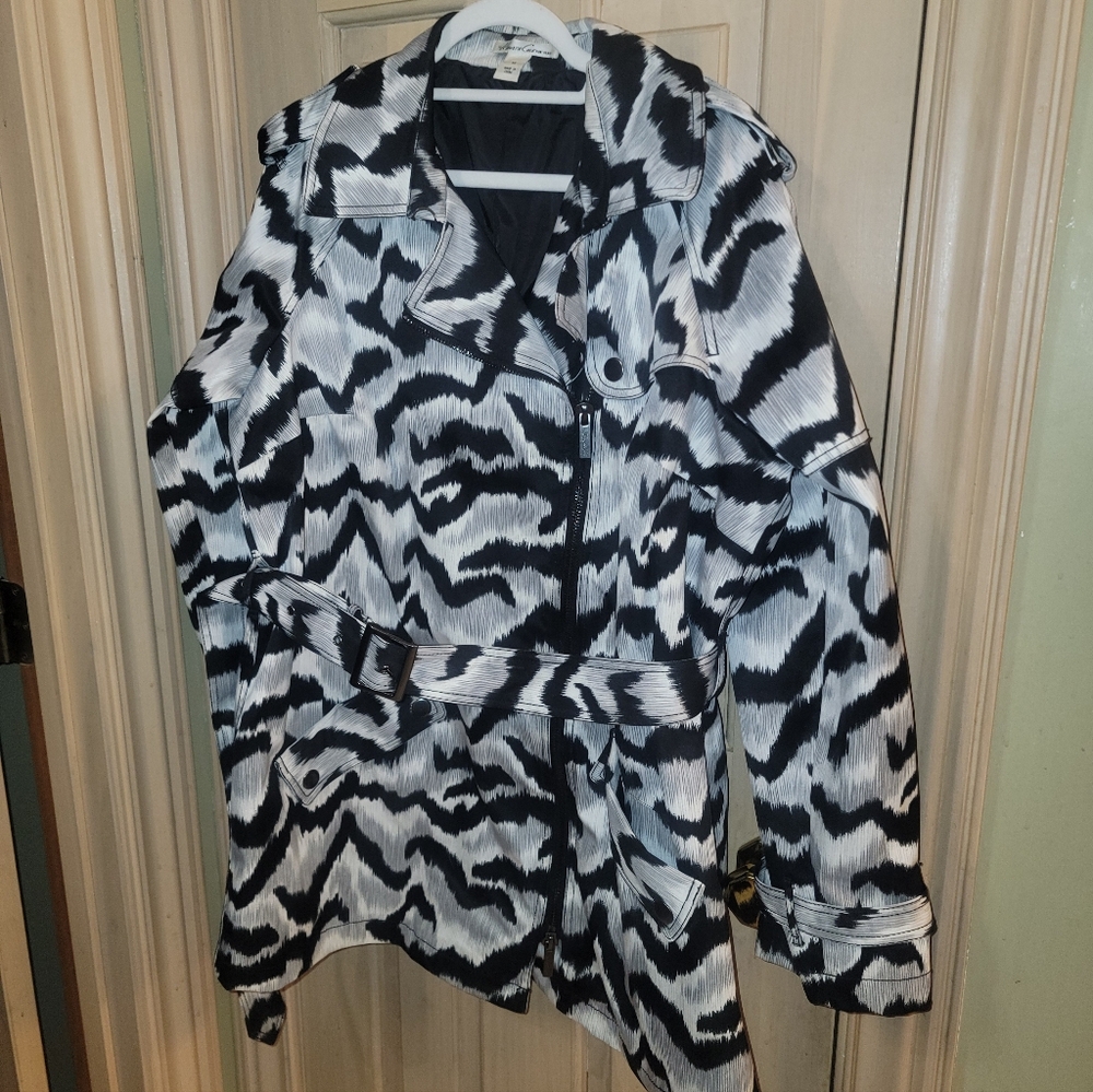 Womens Plus Sz 1X Animal Print Jacket Raincoat Lined Kenneth Cole